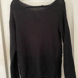 Tunic sweater with fringe detail